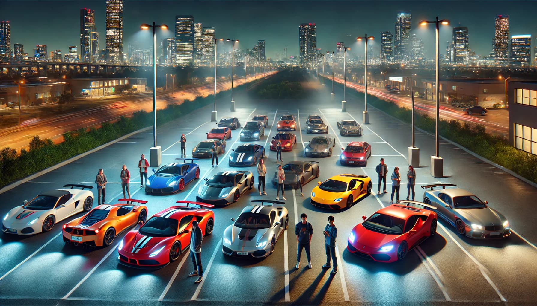 Sports cars lined up for The Hunt